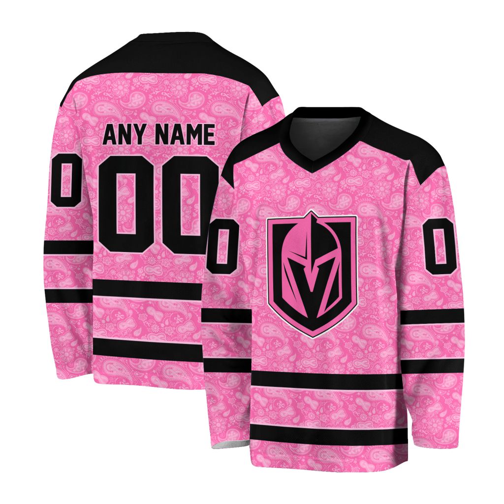 NHL Vegas Golden Knights Special Pink V-neck Hockey Jersey