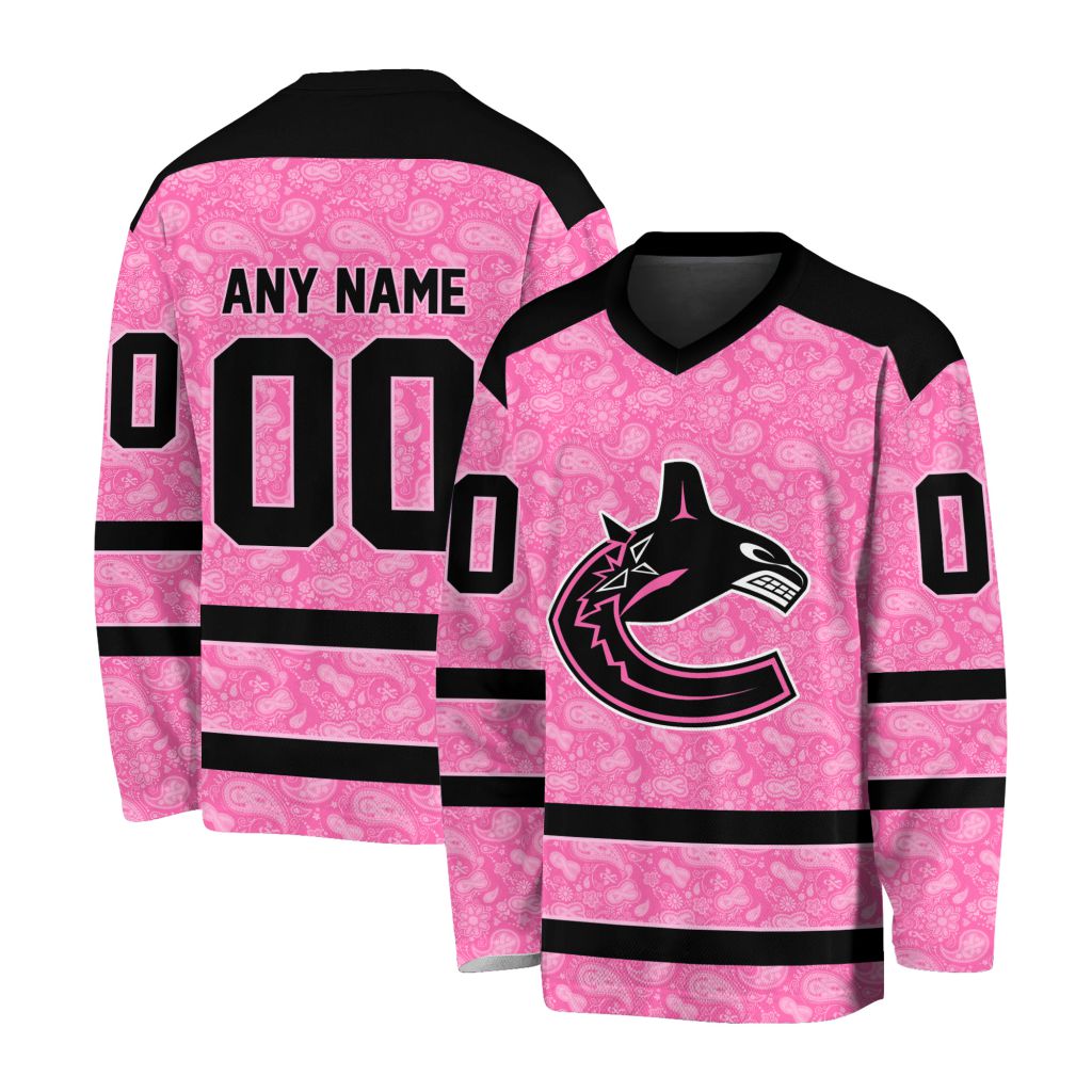 NHL Vancouver Canucks Special Pink V-neck Hockey Jersey