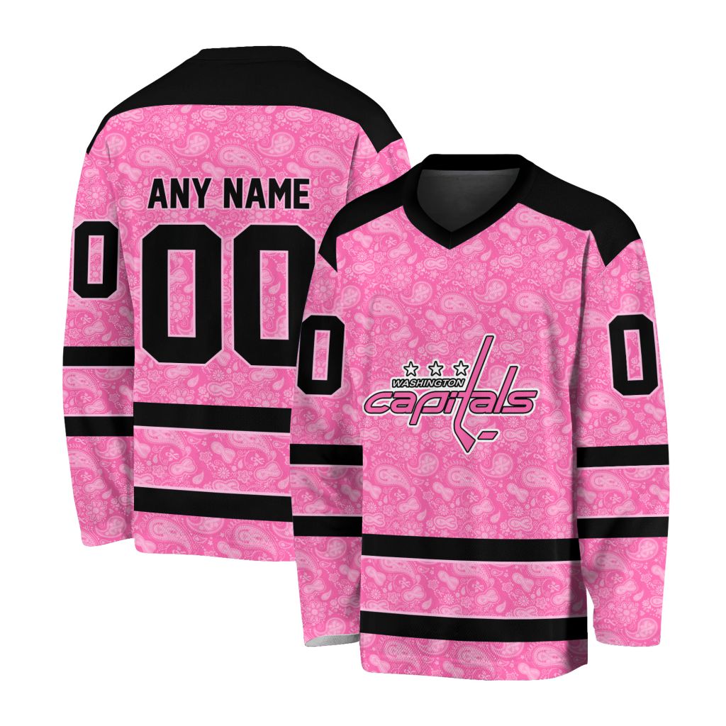 NHL Washington Capitals Special Pink V-neck Hockey Jersey