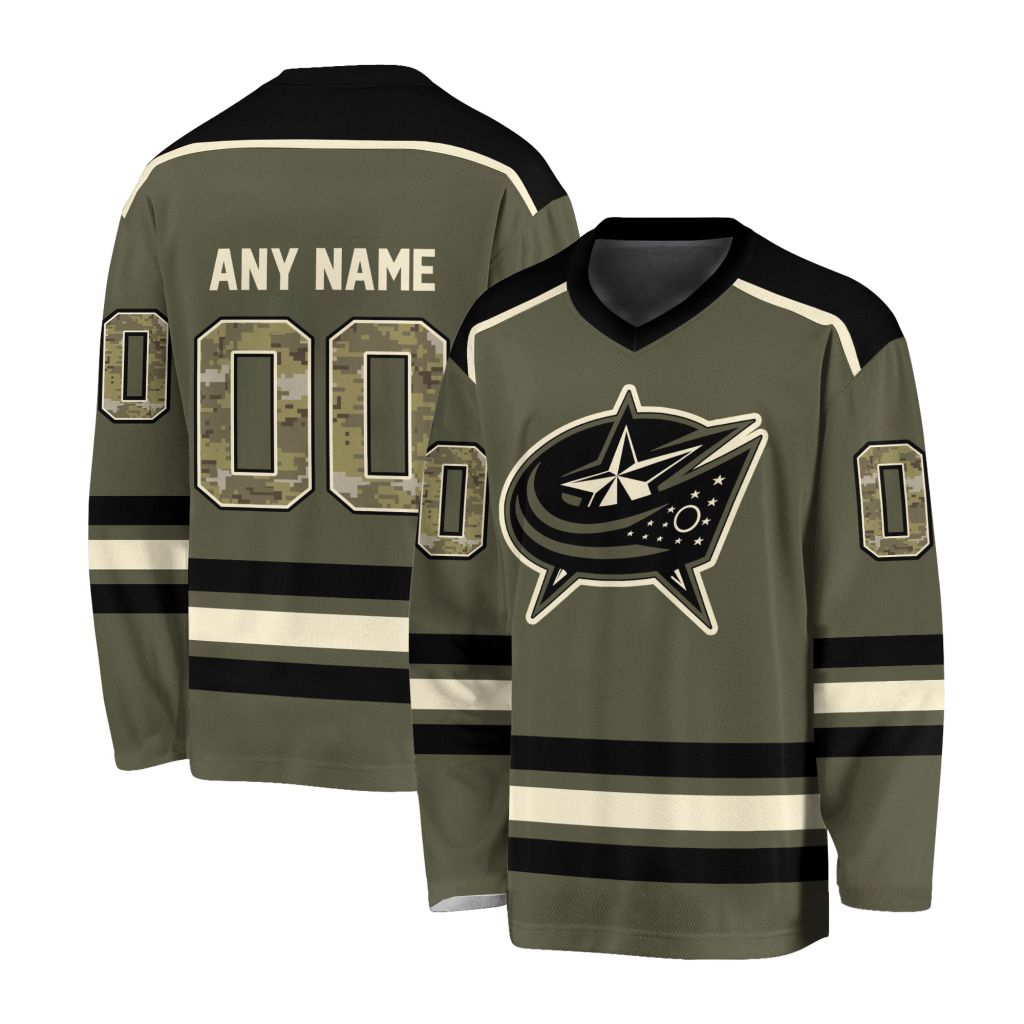NHL Columbus Blue Jackets Special Camo V-neck Hockey Jersey
