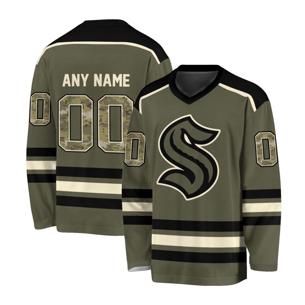 NHL Seattle Kraken Special Camo V-neck Hockey Jersey