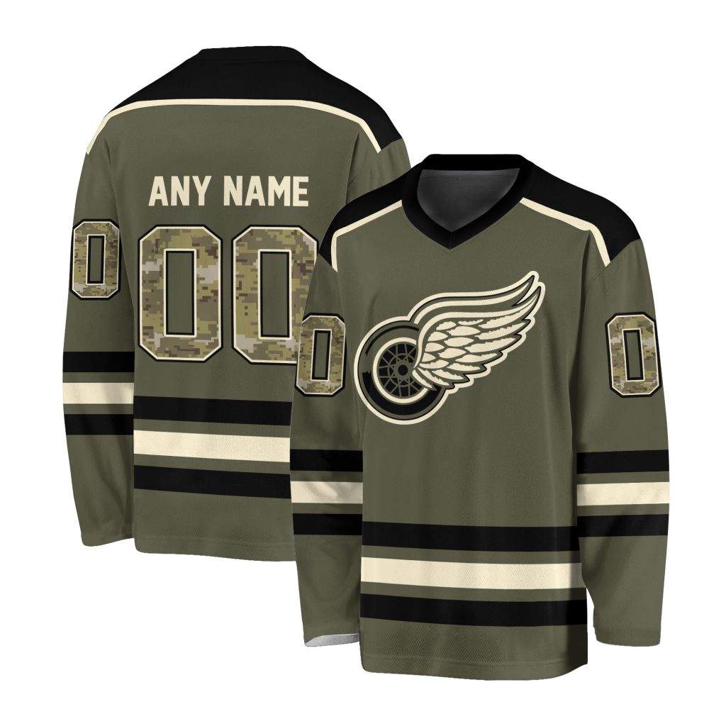 NHL Detroit Red Wings Special Camo V-neck Hockey Jersey