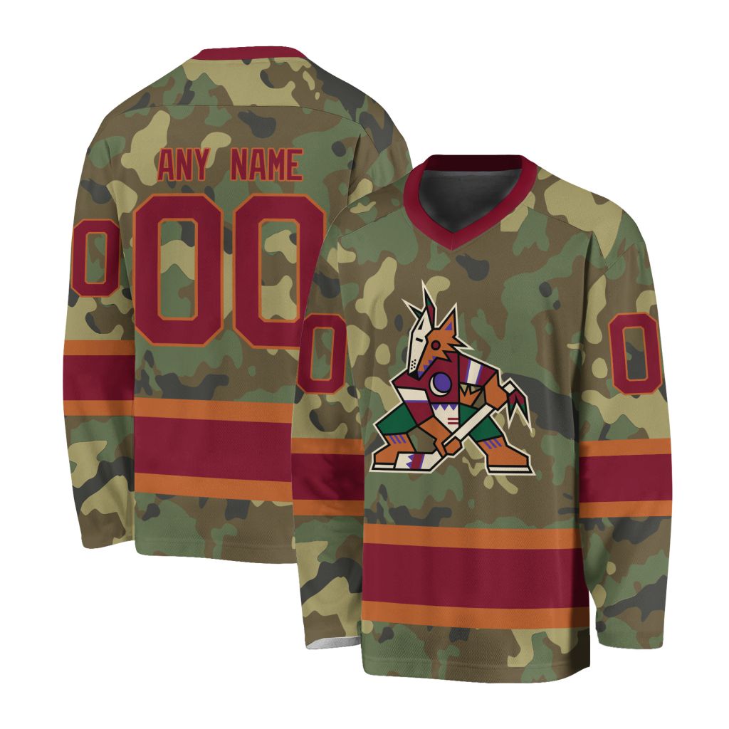 NHL Arizona Coyotes Special Camo Design V-neck Hockey Jersey