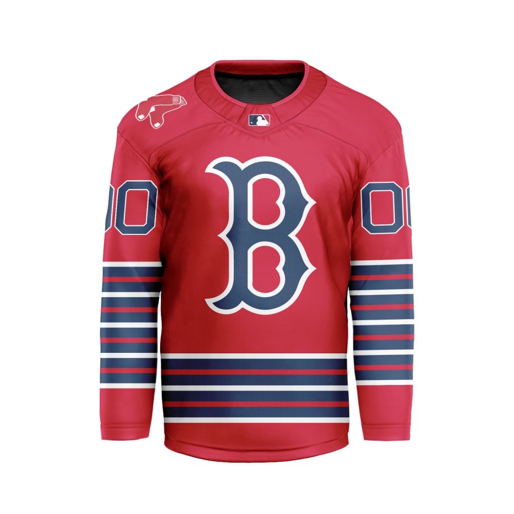 MLB Boston Red Sox Personalized Home Style Hockey Jersey