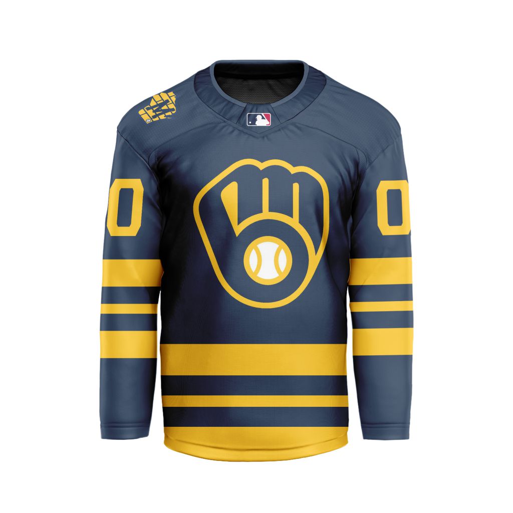 MLB Milwaukee Brewers Personalized Home Style Hockey Jersey