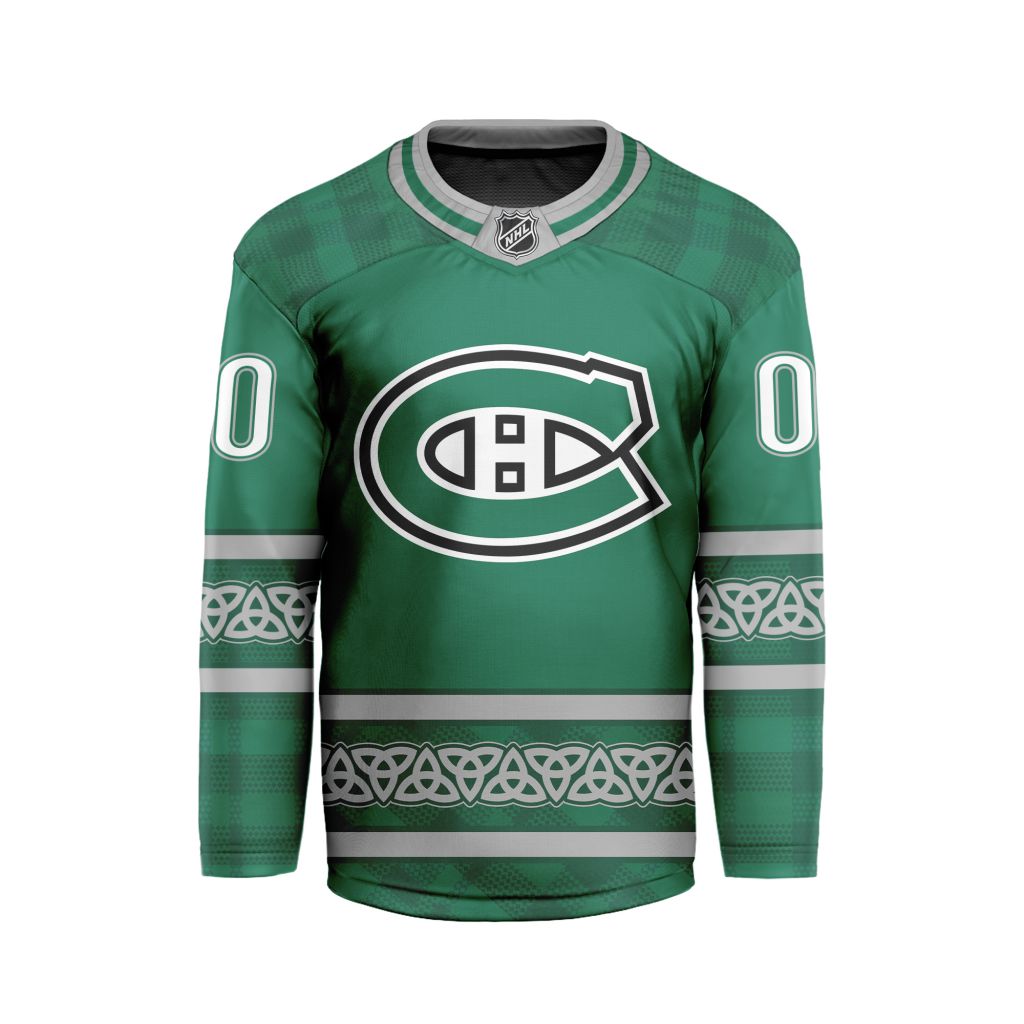 NHL Montreal Canadiens Special Design For St.Patricks Day Hockey Jersey Collar Logo FHC1003