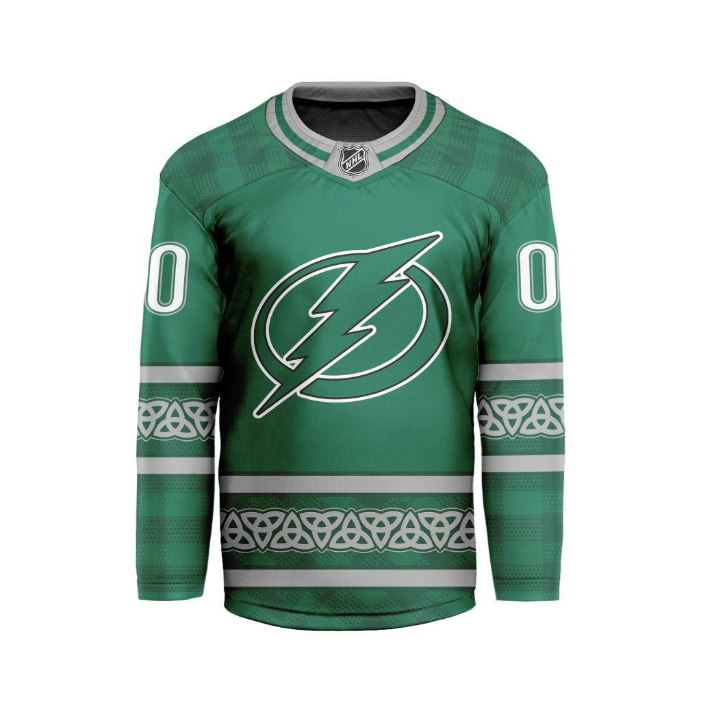 NHL Tampa Bay Lightning Special Design For St.Patricks Day Hockey Jersey Collar Logo FHC1003