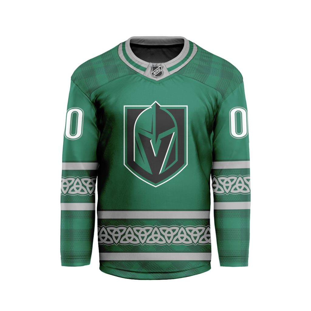 NHL Vegas Golden Knights Special Design For St.Patricks Day Hockey Jersey Collar Logo FHC1003
