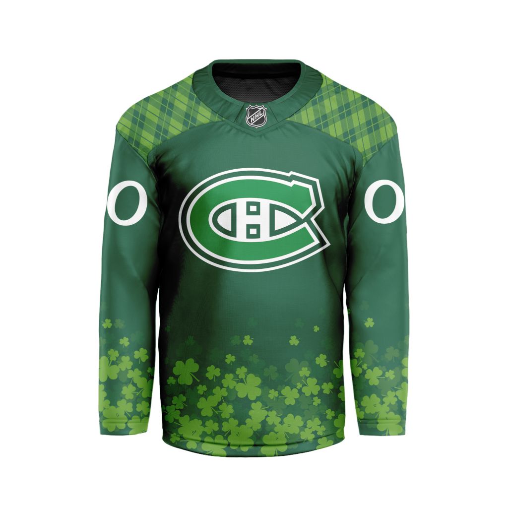 NHL Montreal Canadiens Special Design For St.Patricks Day Hockey Jersey Collar Logo FHC1004