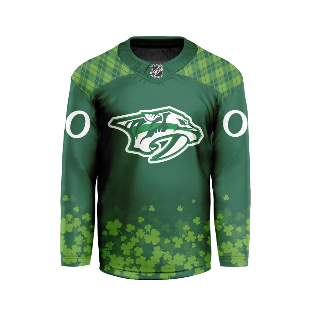 NHL Nashville Predators Special Design For St.Patricks Day Hockey Jersey Collar Logo FHC1004