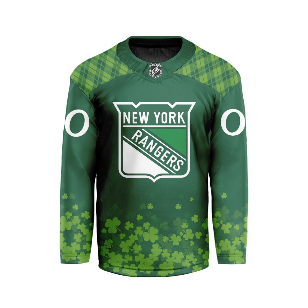 NHL New York Rangers Special Design For St.Patricks Day Hockey Jersey Collar Logo FHC1004