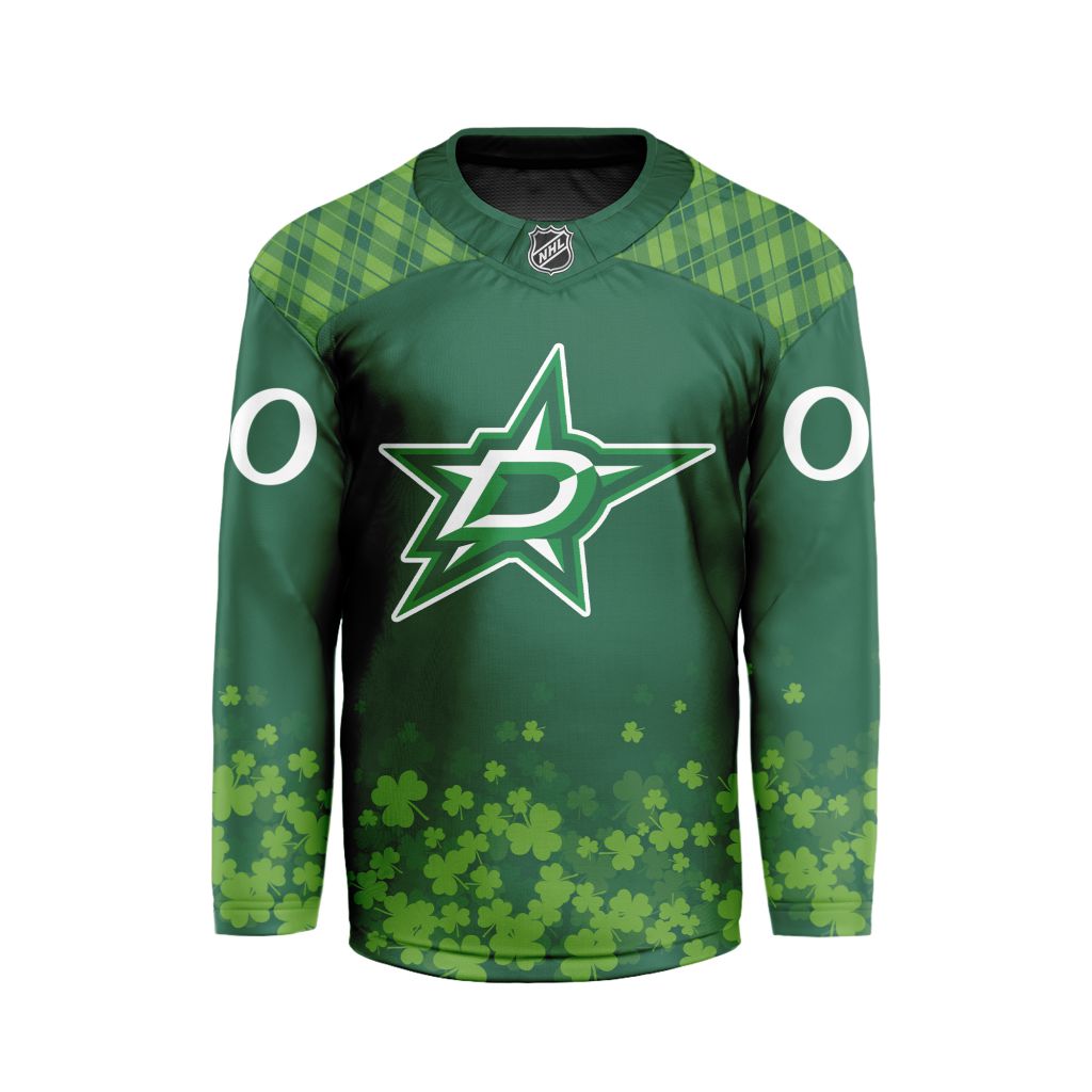 NHL Dallas Stars Special Design For St.Patricks Day Hockey Jersey Collar Logo FHC1004