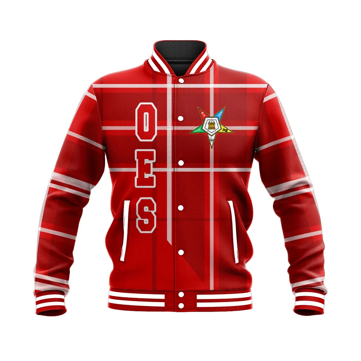 Order Of The Eastern Star Burberr Style Baseball Jacket