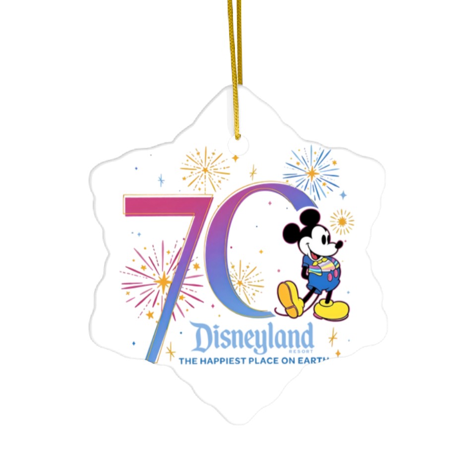 70Th Anniversary Disneyland Resort 1955 Ceramic Ornament, Happiest Place On Earth, Mickey Mouse Platinum Celebration Classic Pose Ceramic Ornament, Disneyland Trip