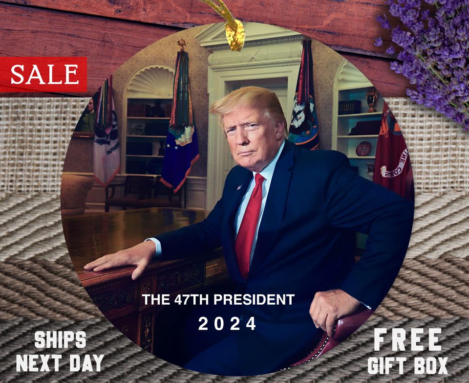 2025 President Donald Trump Make American Great Again Christmas, Trump Support Xmas Ornament, Trump 2025 Ornament, MAGA Supporter Election