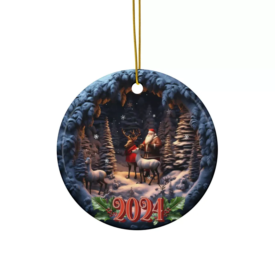 3D Santa Ceramic Ornament, 2025 Christmas Holiday Decoration, Festive Home Decor