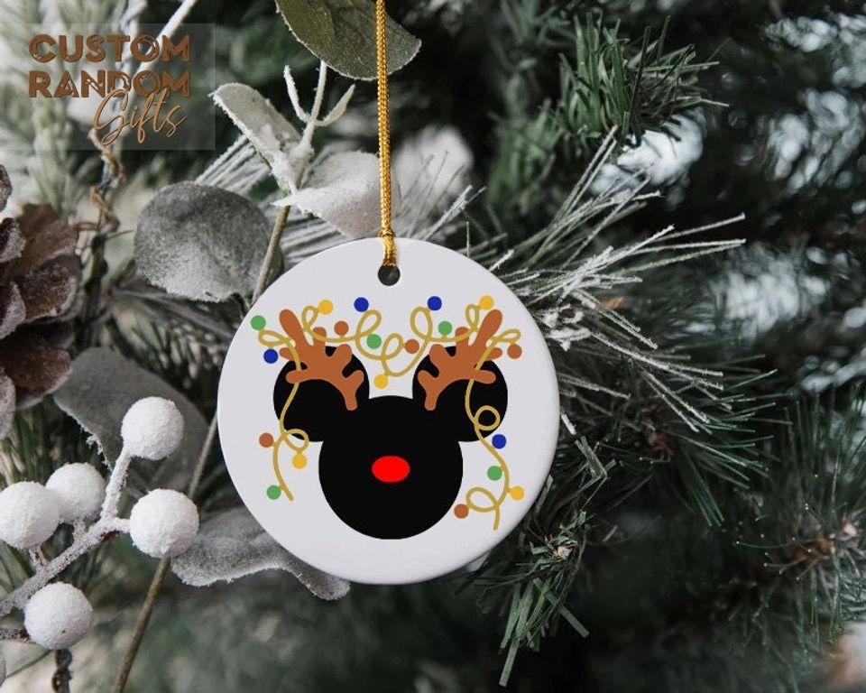 2025 Reindeer Mickey Mouse Head Christmas Ornament, Disney Ears Decor
