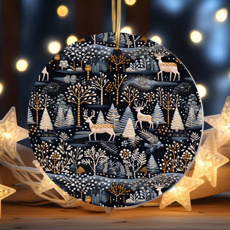3D Scandinavian Christmas Ornament Vintage Nordic Art