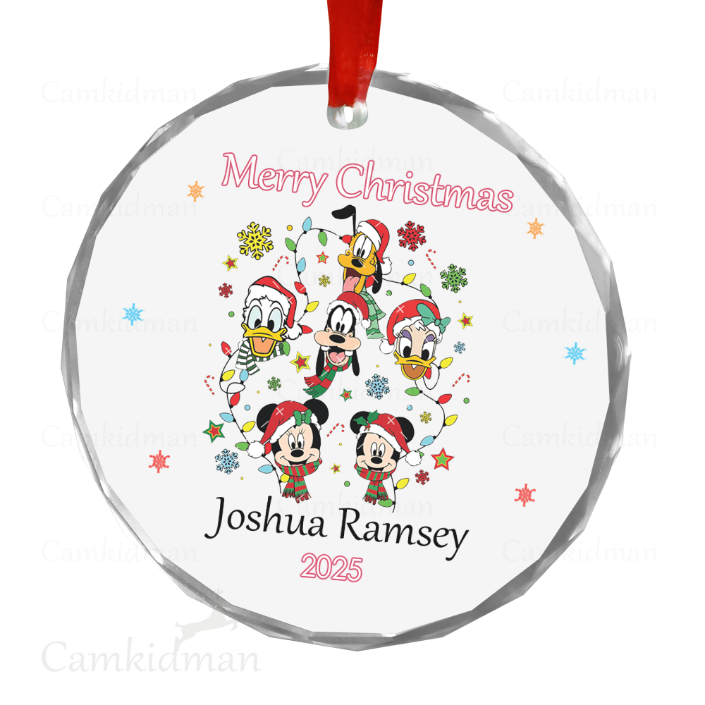 Personalized Name Disney Characters Group 2025 Christmas Ceramic Ornament Glass Ornament 