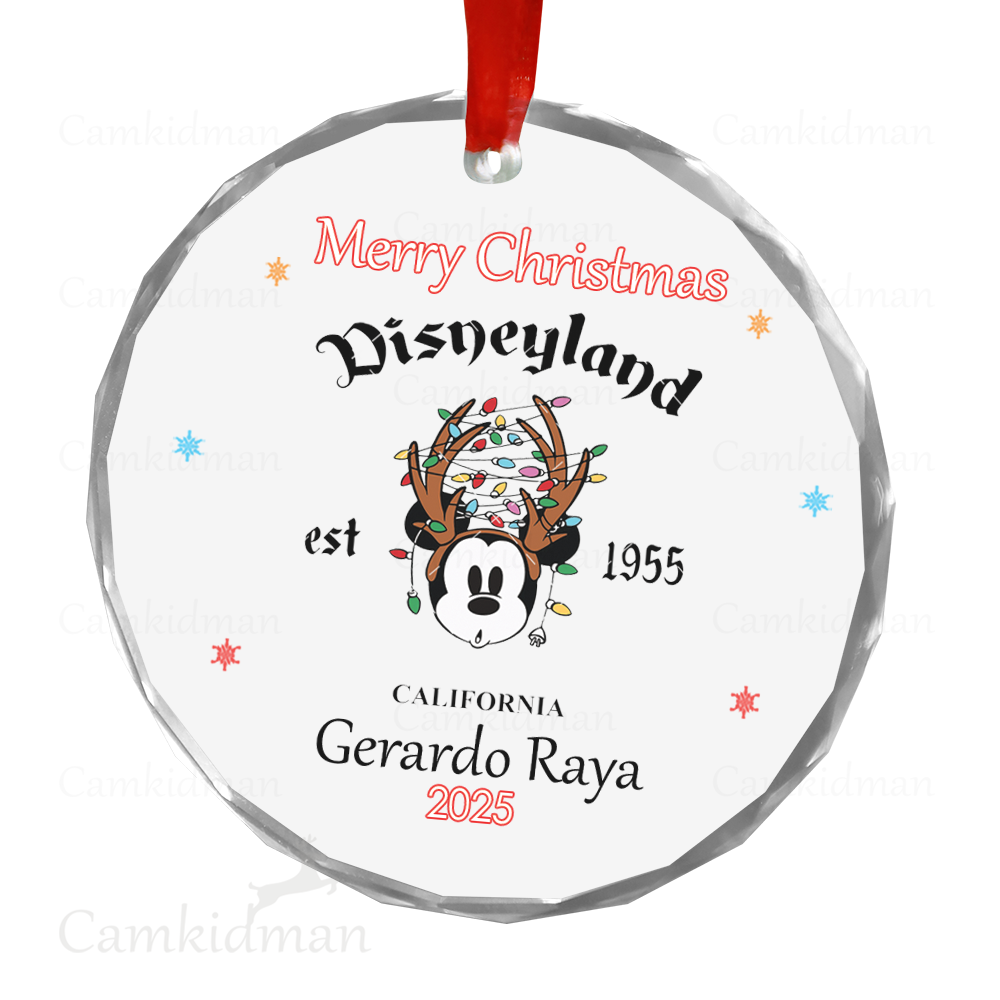 Personalized Name Disneyland Castle 2025 Christmas Ceramic Ornament Glass Ornament 