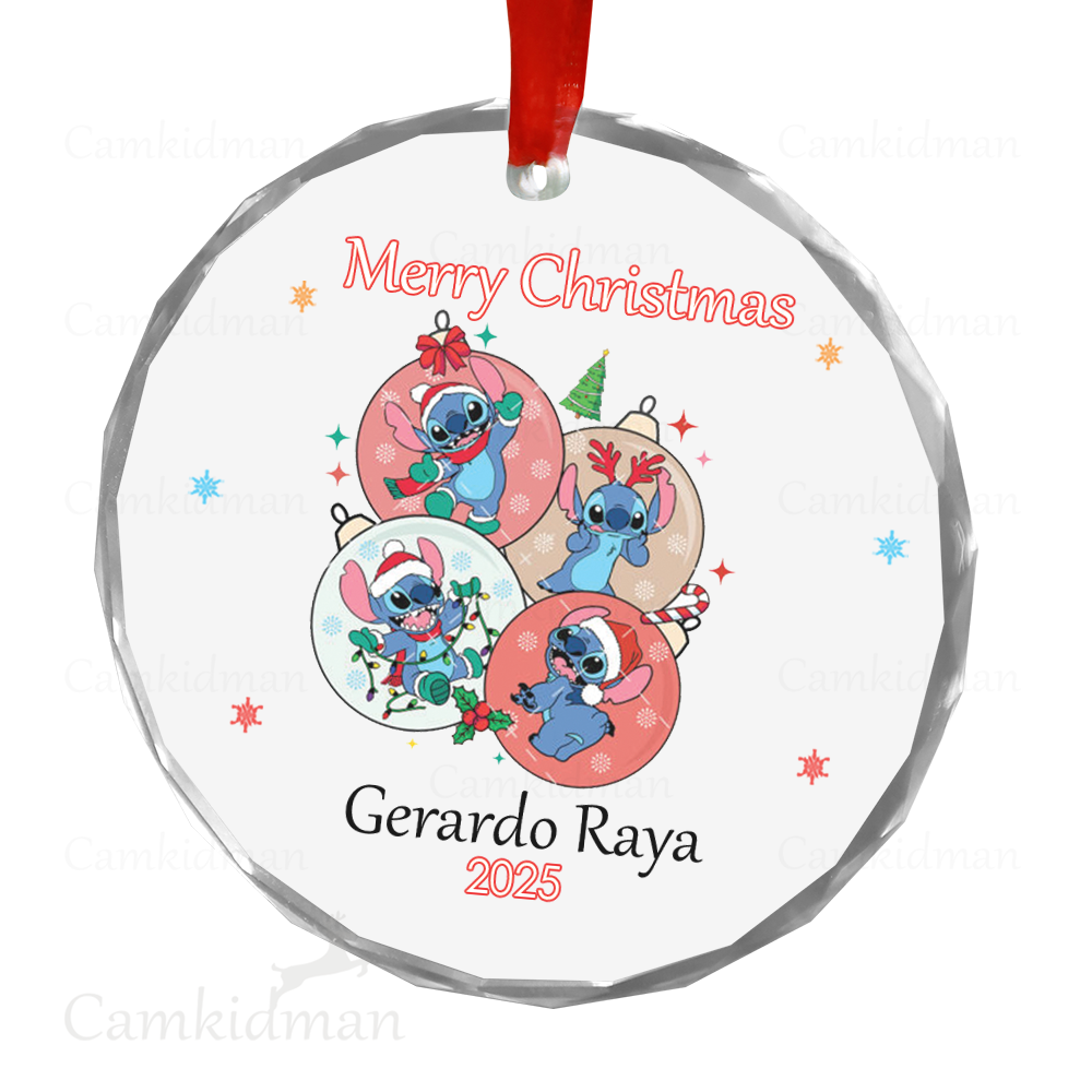 Personalized Name Disney Characters Baubles 2025 Christmas Ceramic Ornament Glass Ornament 