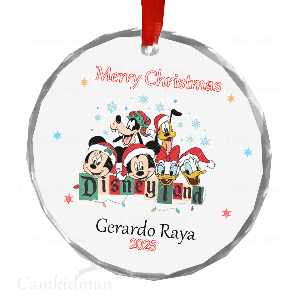 Personalized Name Disneyland House Scene 2025 Christmas Ceramic Ornament Glass Ornament 