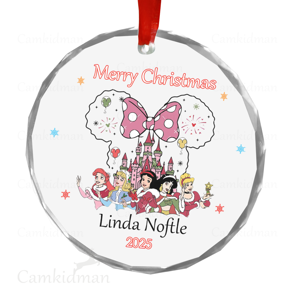 Personalized Name Disney Character Group Bow 2025 Christmas Ceramic Ornament Glass Ornament tree