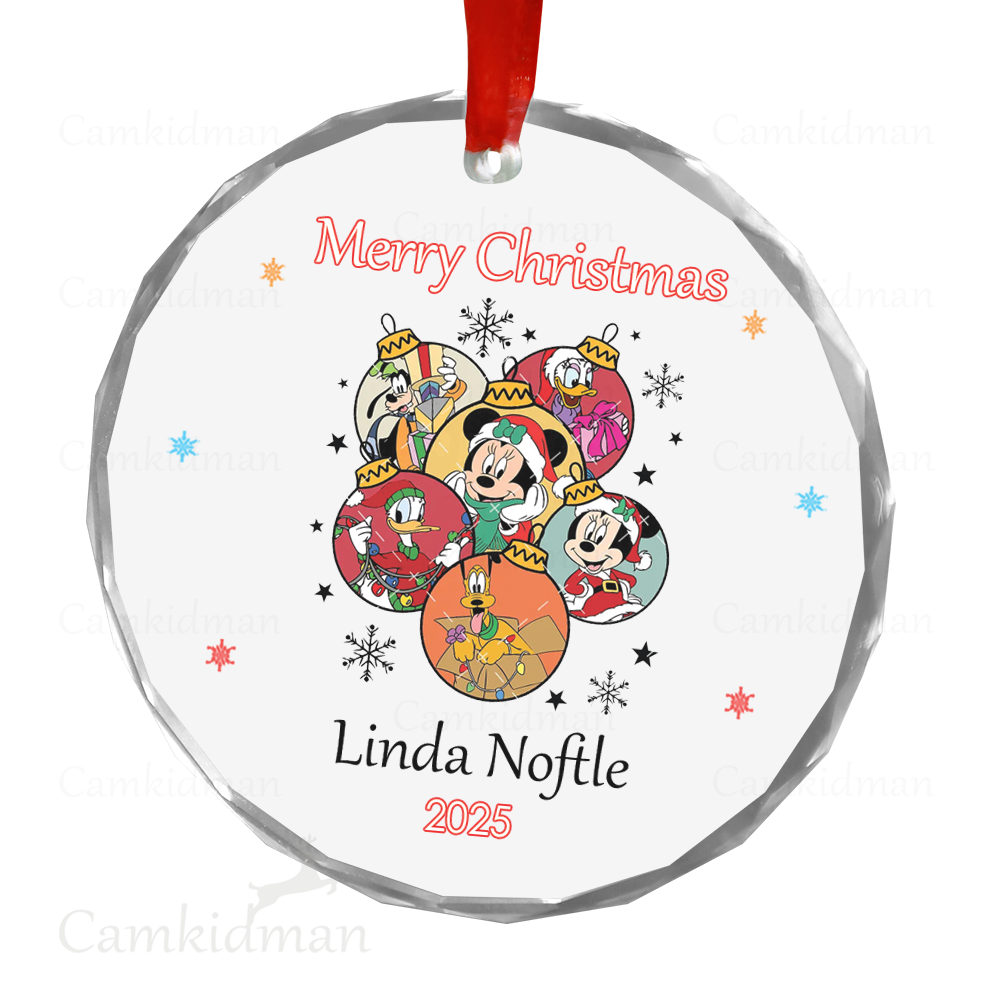 Personalized Name Disney Character Baubles 2025 Christmas Ceramic Ornament Glass Ornament gifts family