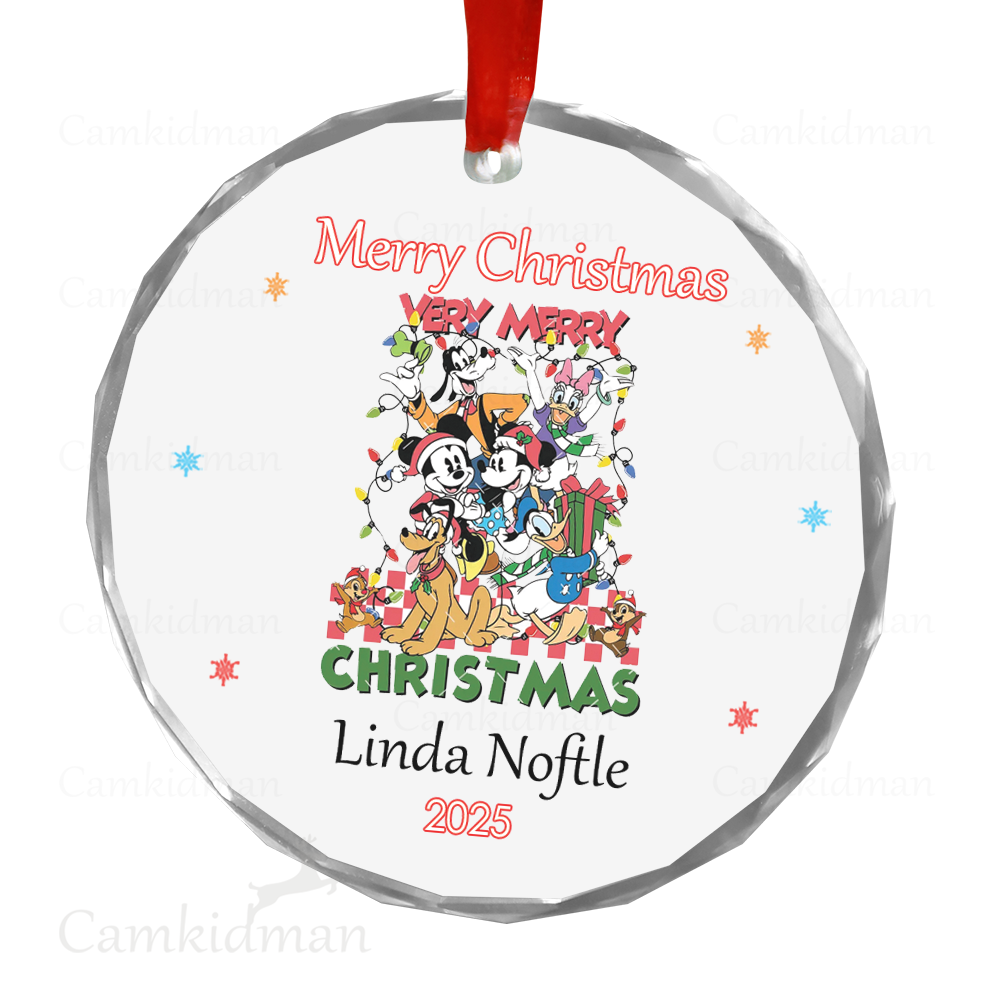 Personalized Name Disney Characters Christmas Tree 2025 Christmas Ceramic Ornament Glass Ornament gifts family