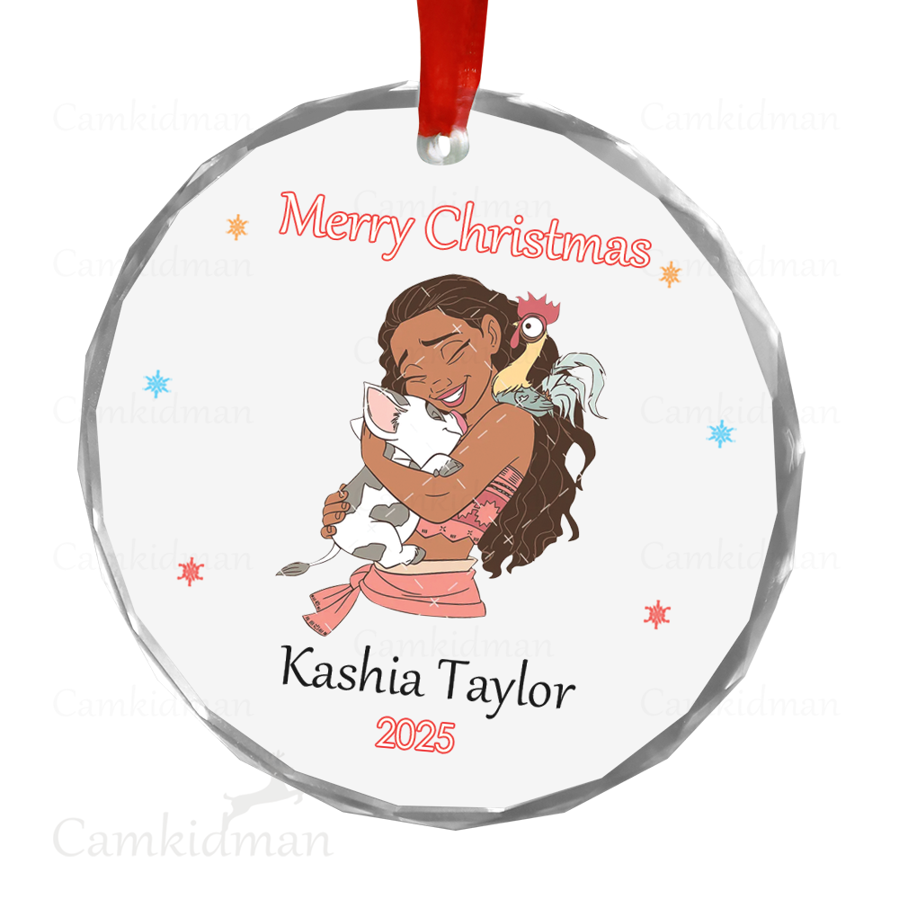 Personalized Name Disney Princess Christmas 2025 Christmas Ceramic Ornament Glass Ornament tree