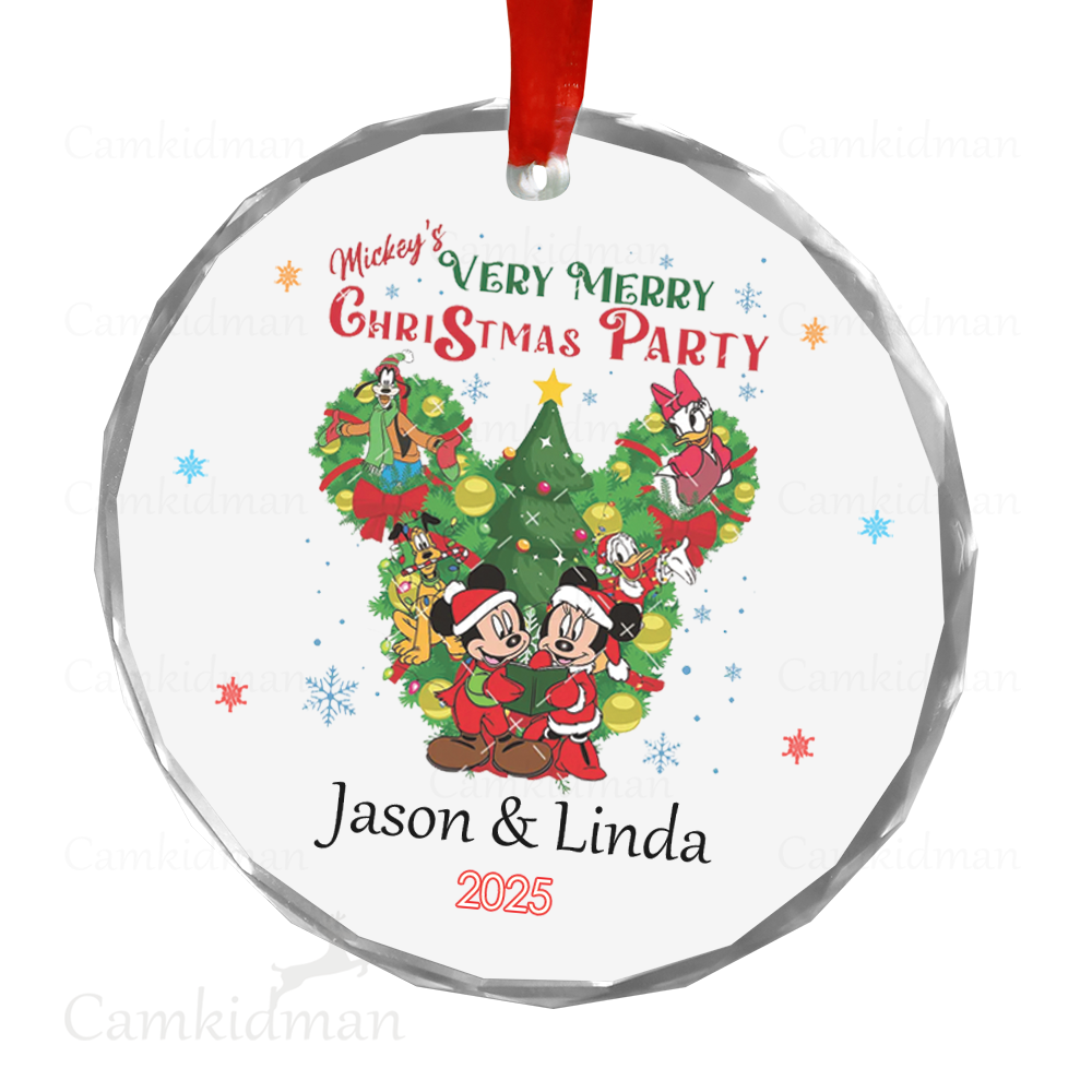 Personalized Name Disney Christmas Party 2025 Christmas Ceramic Ornament Glass Ornament gifts family