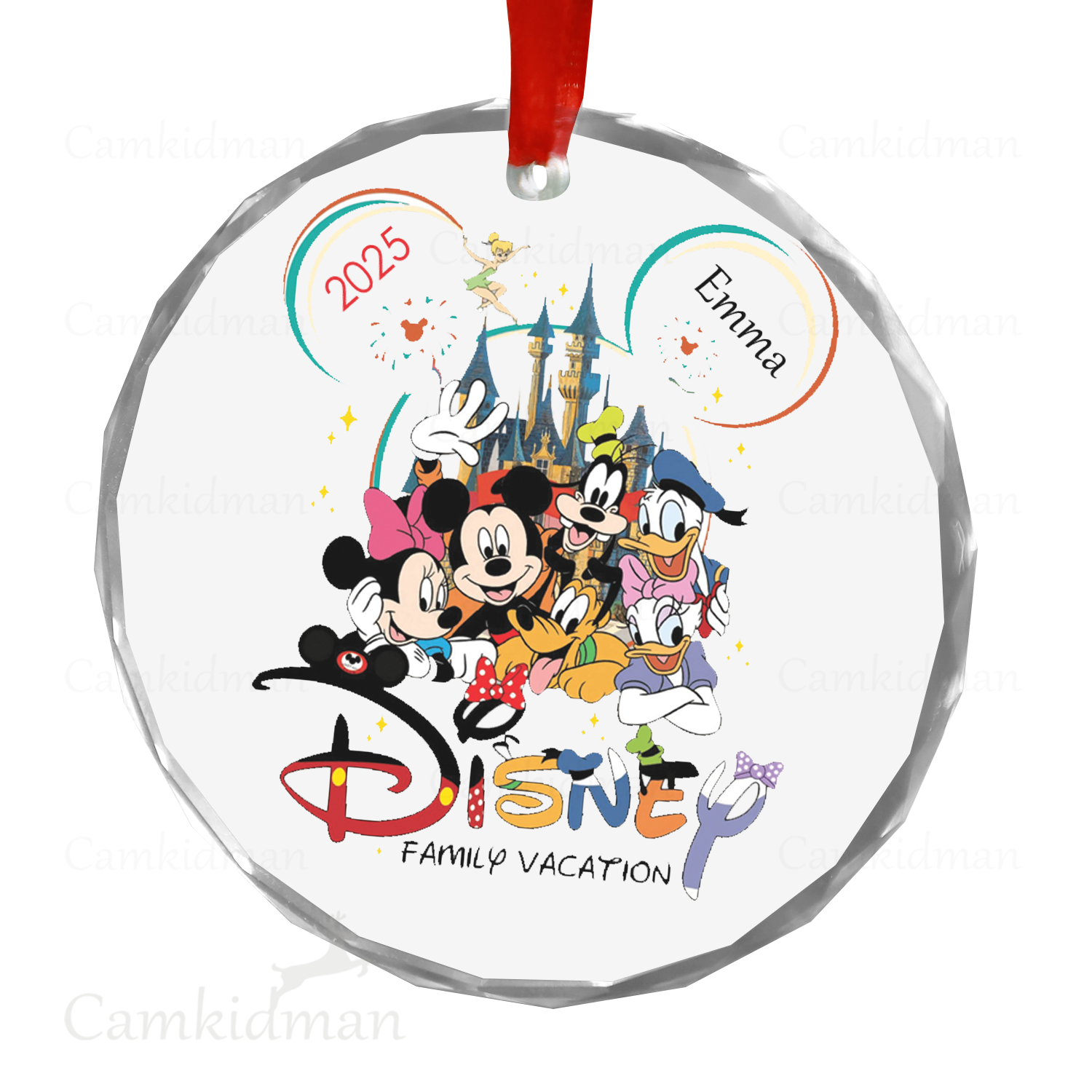Personalized Name Disney Family Vacation 2025 Christmas Ceramic Ornament Glass Ornament gifts family
