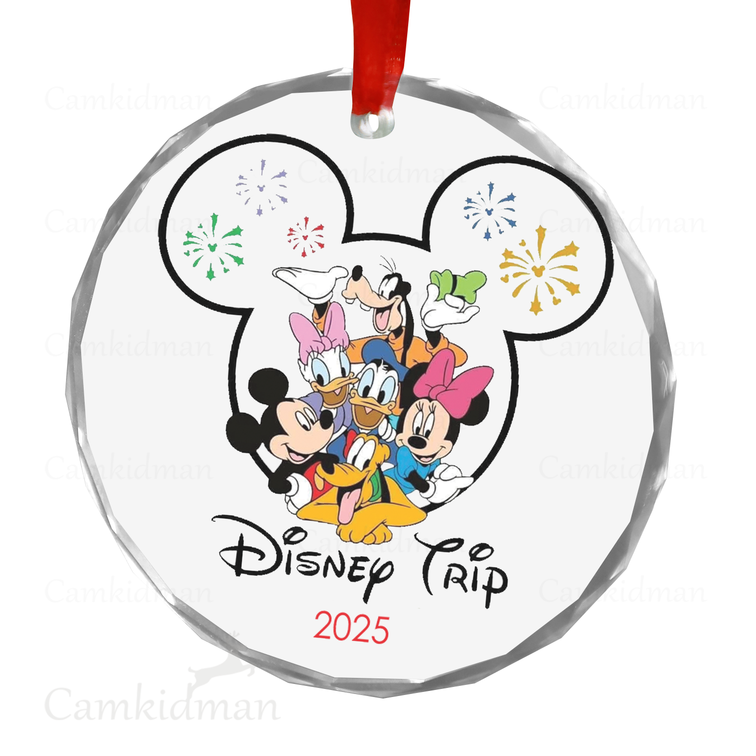 Personalized Name Disney Trip Mickey Minnie 2025 Christmas Ceramic Ornament Glass Ornament gifts family