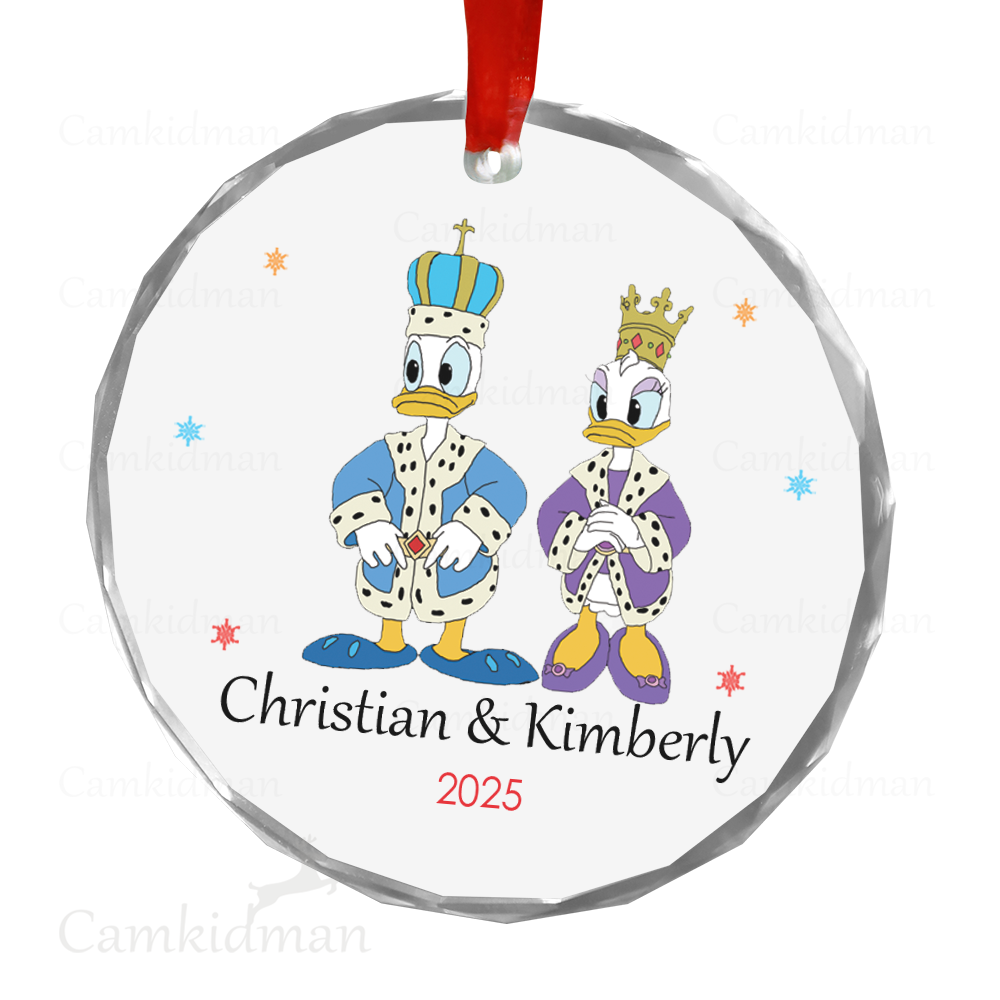Personalized Name Disney Royal Couple 2025 Christmas Ceramic Ornament Glass Ornament gifts kids