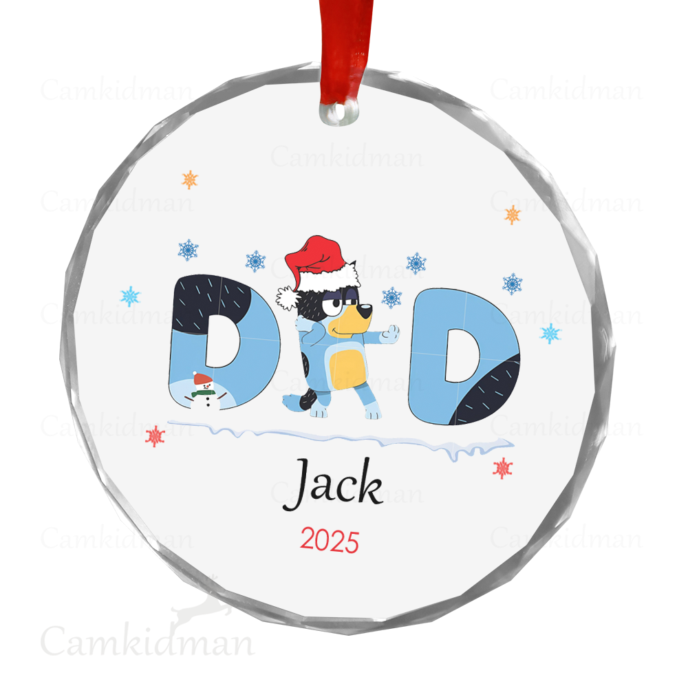 Personalized Name Bluey Dad Ceramic Ornament Glass Ornament 2025 Christmas Ceramic Ornament Glass Ornament tree