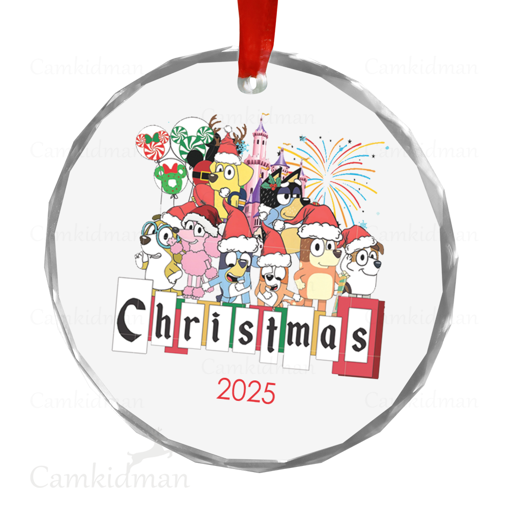 Personalized Name Bluey Christmas Celebration 2025 Christmas Ceramic Ornament Glass Ornament gifts kids