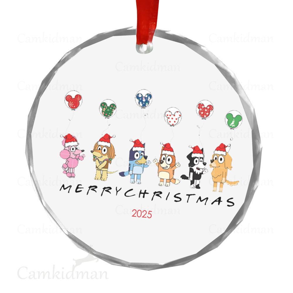 Personalized Name Bluey Merry Christmas Characters 2025 Christmas Ceramic Ornament Glass Ornament gifts