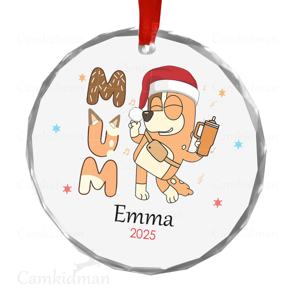 Personalized Name Bluey Mum Ceramic Ornament Glass Ornament 2025 Christmas Ceramic Ornament Glass Ornament gifts