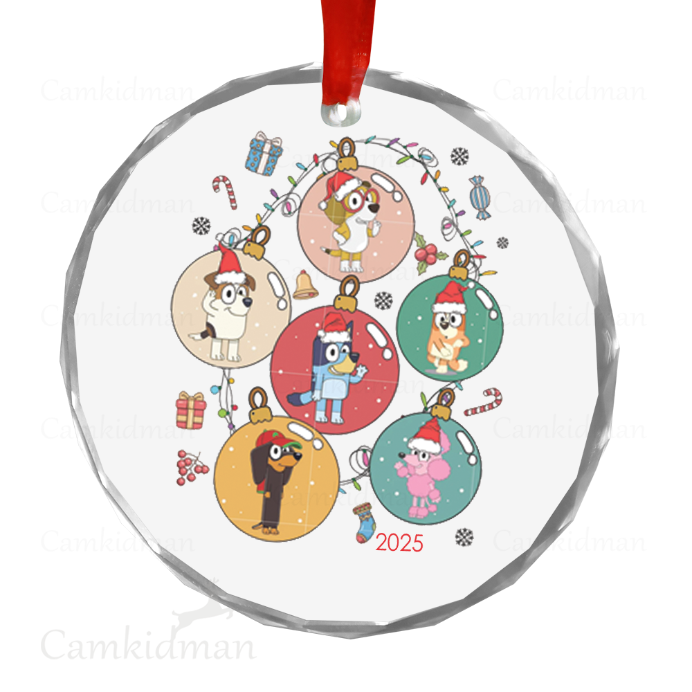 Personalized Name Bluey Christmas Baubles 2025 Christmas Ceramic Ornament Glass Ornament tree