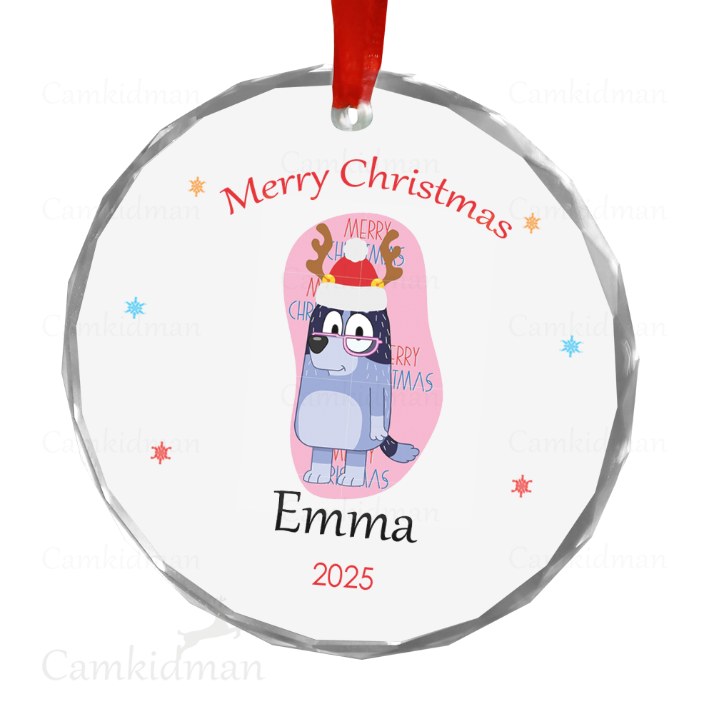 Personalized Name Bluey Couple Christmas Tree 2025 Christmas Ceramic Ornament Glass Ornament tree