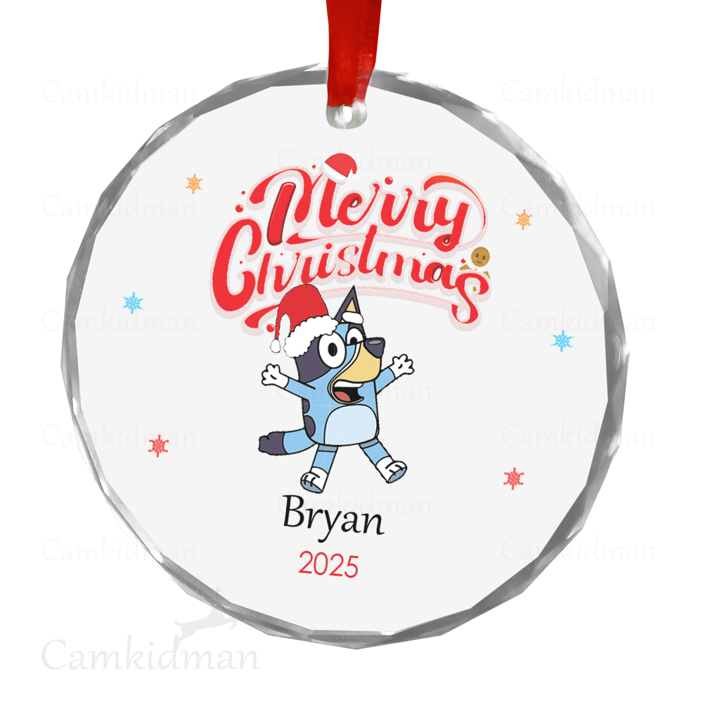 Personalized Name Bluey 2025 children's gifts Christmas Ceramic Ornament Glass Ornament gifts kids