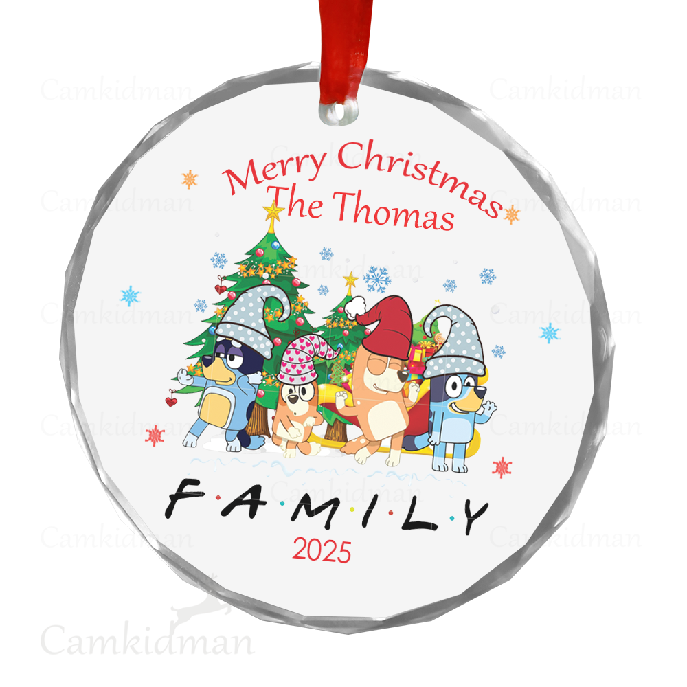 Personalized Name Bluey Family Characters 2025 Christmas Ceramic Ornament Glass Ornament gifts