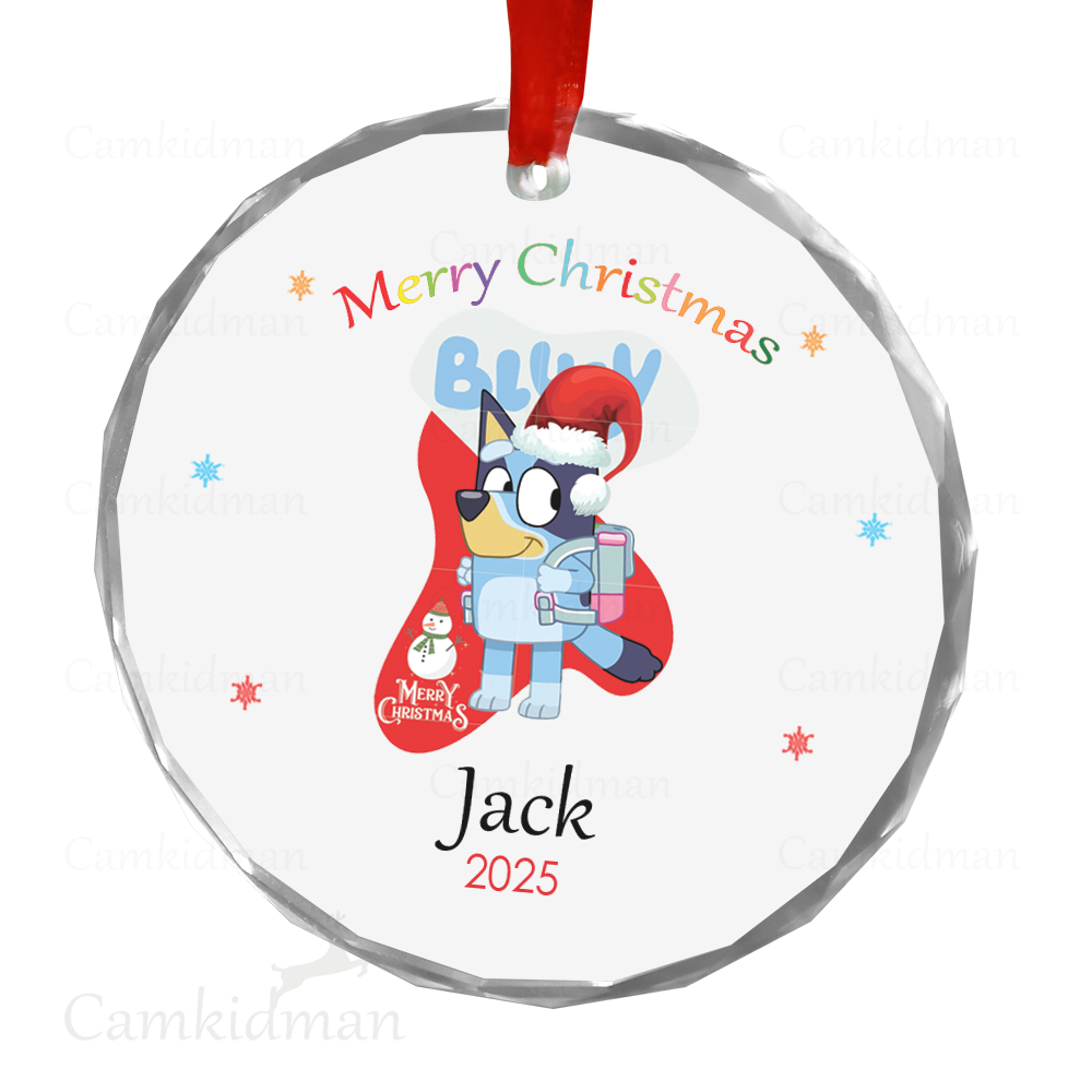 Personalized Name Bluey Stocking Christmas 2025 Christmas Ceramic Ornament Glass Ornament gifts family