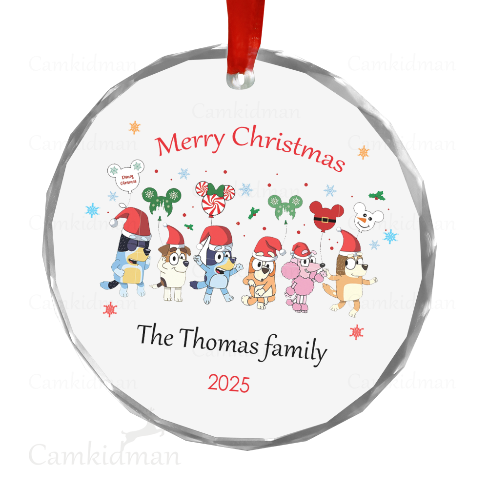 Personalized Name Bluey Friend children's gifts Christmas Ceramic Ornament Glass Ornament tree