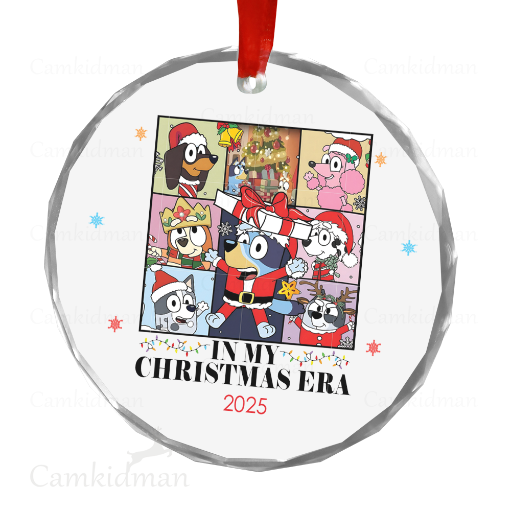 Personalized Name Bluey Christmas Era 2025 Christmas Ceramic Ornament Glass Ornament tree