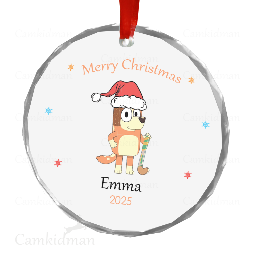 Personalized Name Bingo Bluey mom Christmas Ceramic Ornament Glass Ornament tree