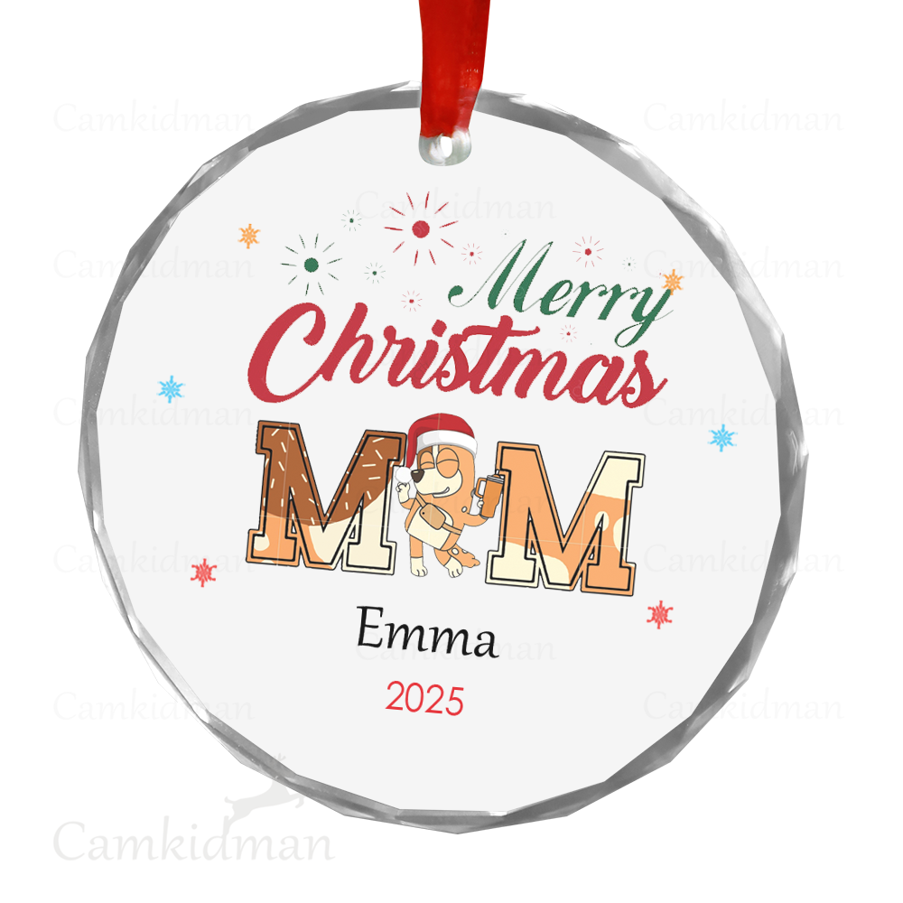 Personalized Name Bingo Bluey Mum Christmas Ceramic Ornament Glass Ornament gifts