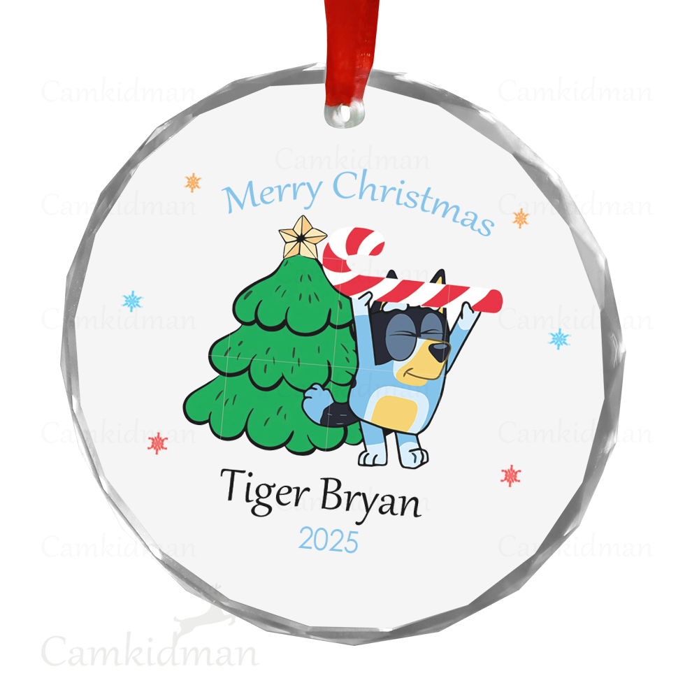 Personalized Name Bluey children's gifts Christmas Ceramic Ornament Glass Ornament gifts