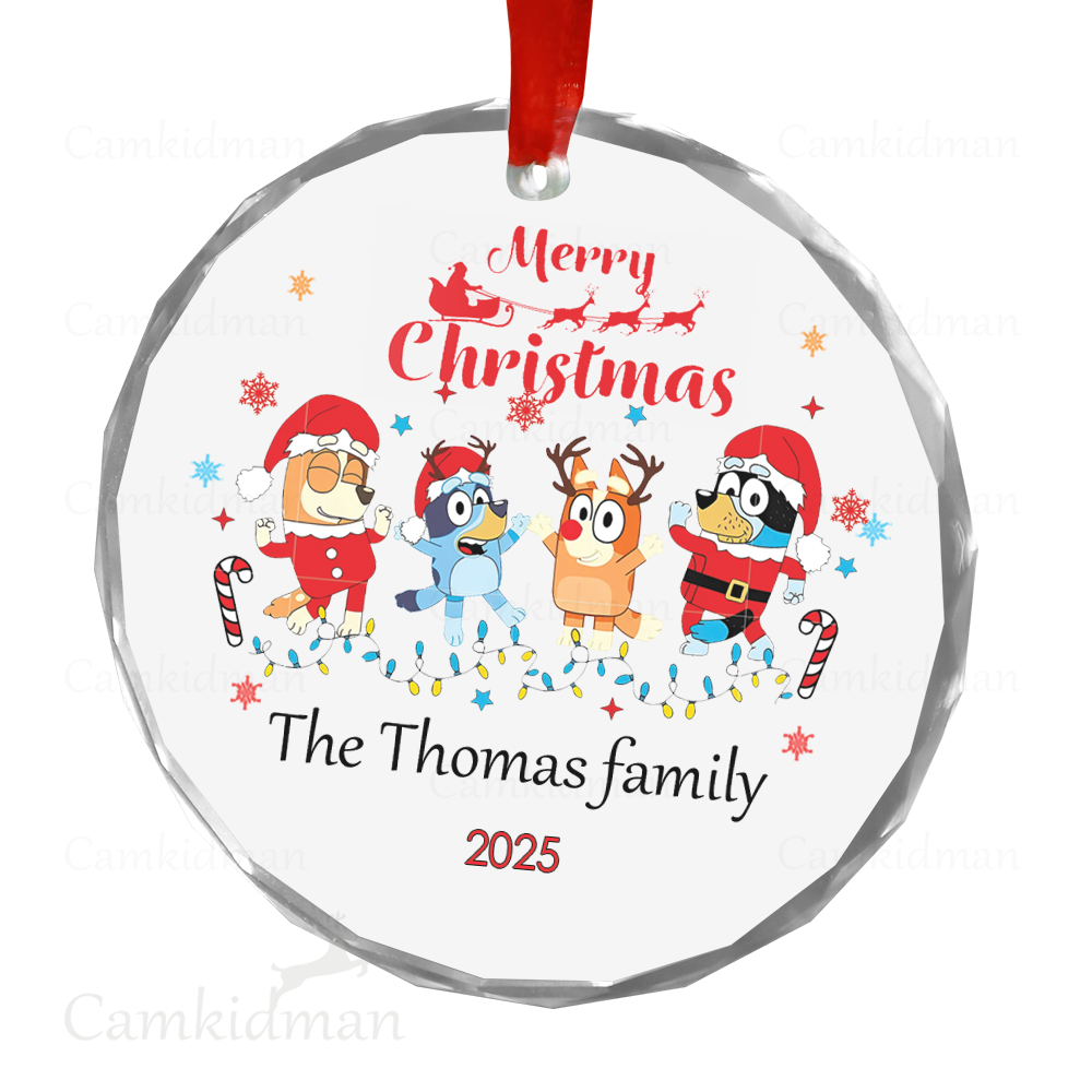 Personalized Name Bluey Family Custom Ceramic Ornament Glass Ornament 2025 Christmas Ceramic Ornament Glass Ornament gifts kids