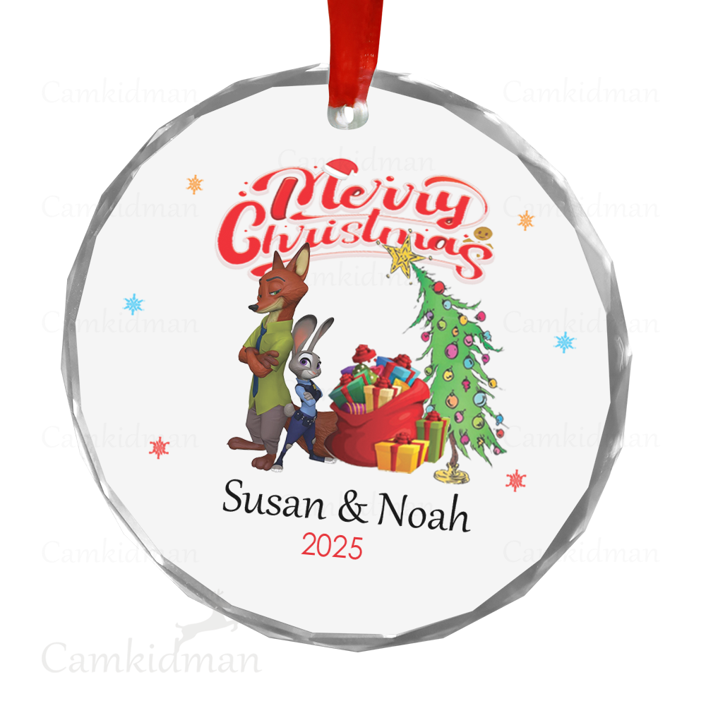 Personalized Name Couple Decorating Christmas Tree Christmas Ceramic Ornament Glass Ornament tree